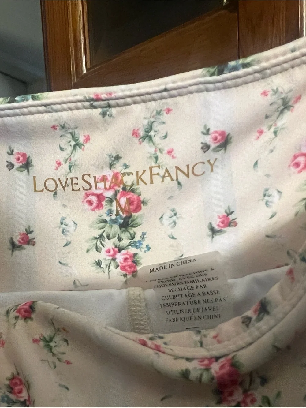 LoveShackFancy Pink Floral Print on Cream Tennis Skort